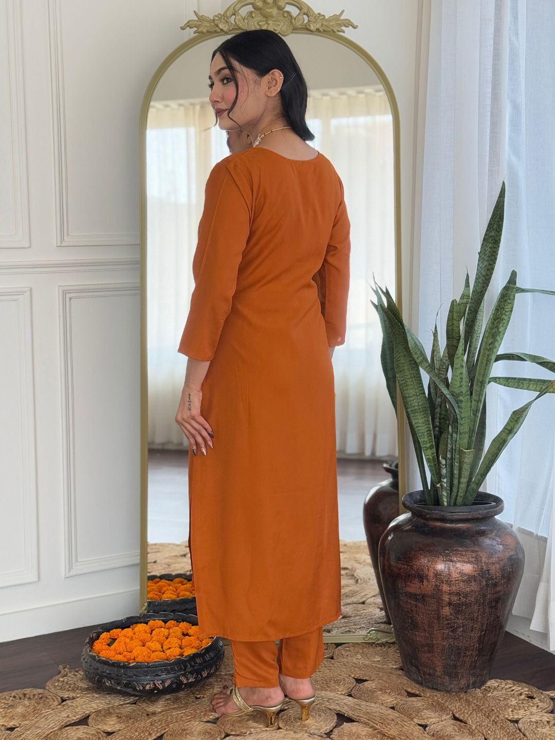 KALINI Women Ethnic Motifs Embroidered Regular Kurta with Trousers & With Dupatta