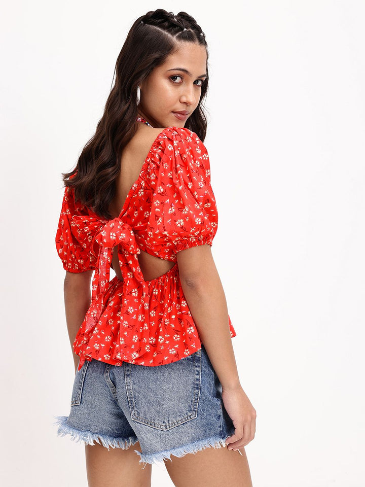 DressBerry Floral Paradise Pleated A-Line Top
