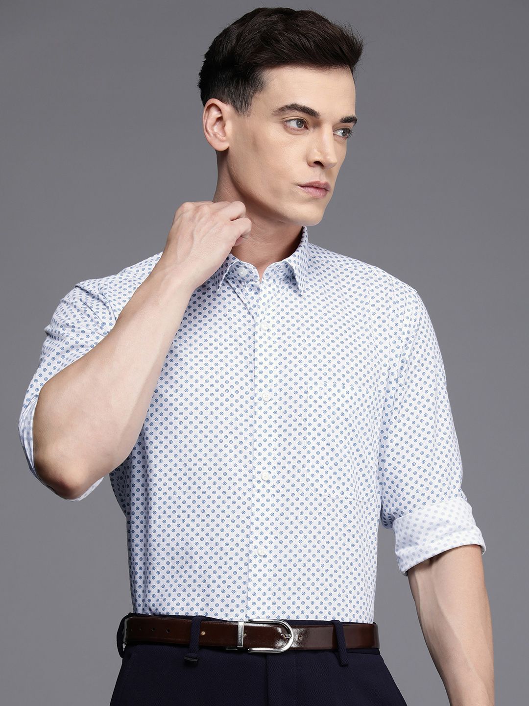 Raymond Premium Slim Fit Floral Printed Pure Cotton Formal Shirt