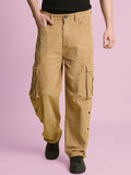 Bene Kleed Men Cotton Mid-Rise Baggy Fit Pleated Cargos Trouser