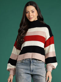 DressBerry Turtle Neck Striped Pullover
