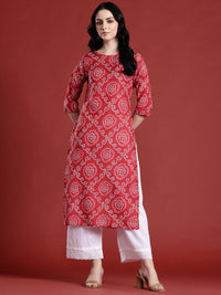 Anouk Bandhani Printed Boat Neck Straight Kurta