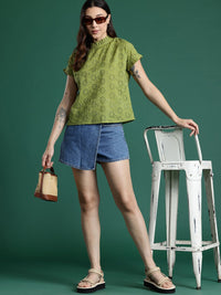 DressBerry Pure Cotton Extended Sleeves Schiffli Top