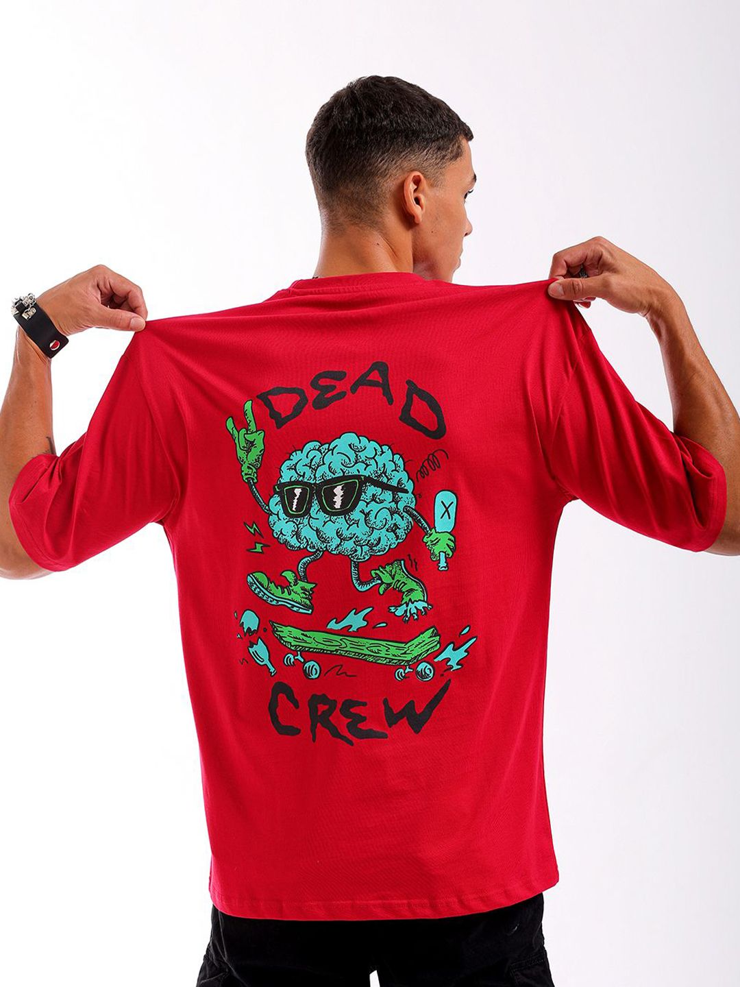 The Indian Garage Co Men Back Printed Round Neck Boxy Oversized T-shirt