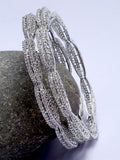 KARATCART Set Of 2 Silver-Plated & White AD-Studded Bangles