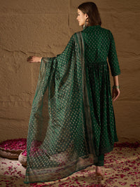KALINI Floral Embroidered Empire Thread Work Kurta with Trousers & With Dupatta