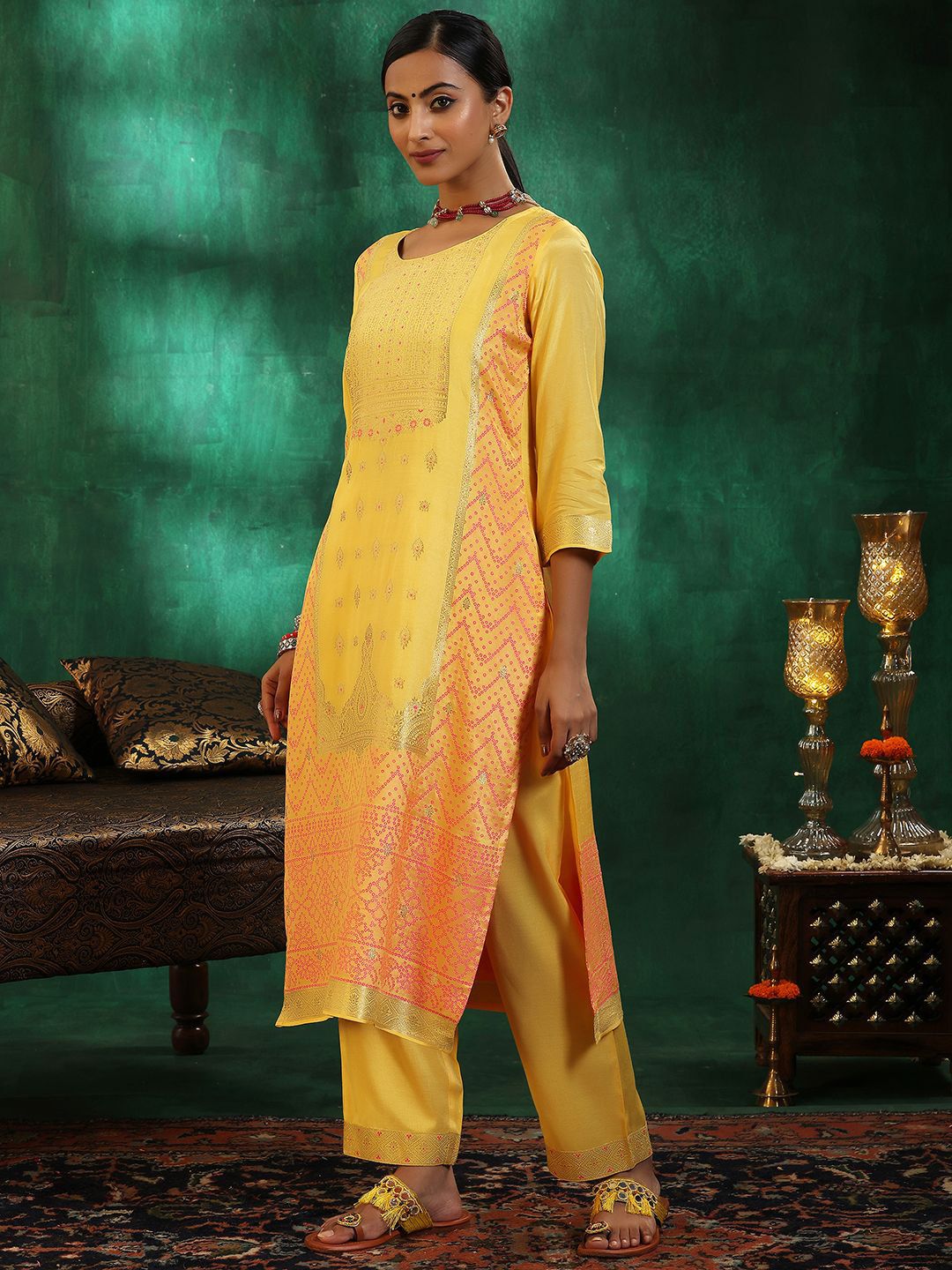 Libas Women Ethnic Motifs Regular Kurta with Trousers & With Dupatta