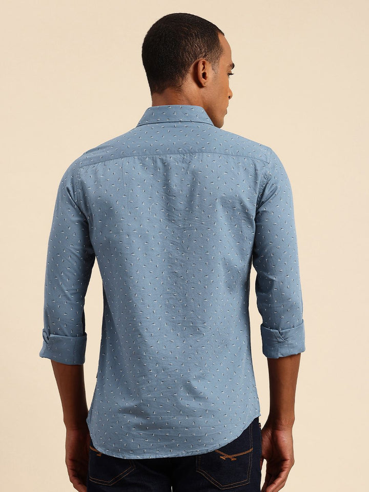 Being Human Spread Collar Geometric Printed Cotton Slim Fit Casual Shirt