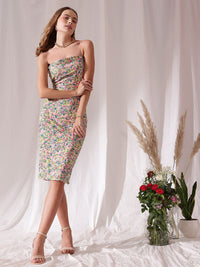 STREET 9 Off Shoulder Floral Printed Sheath Dress