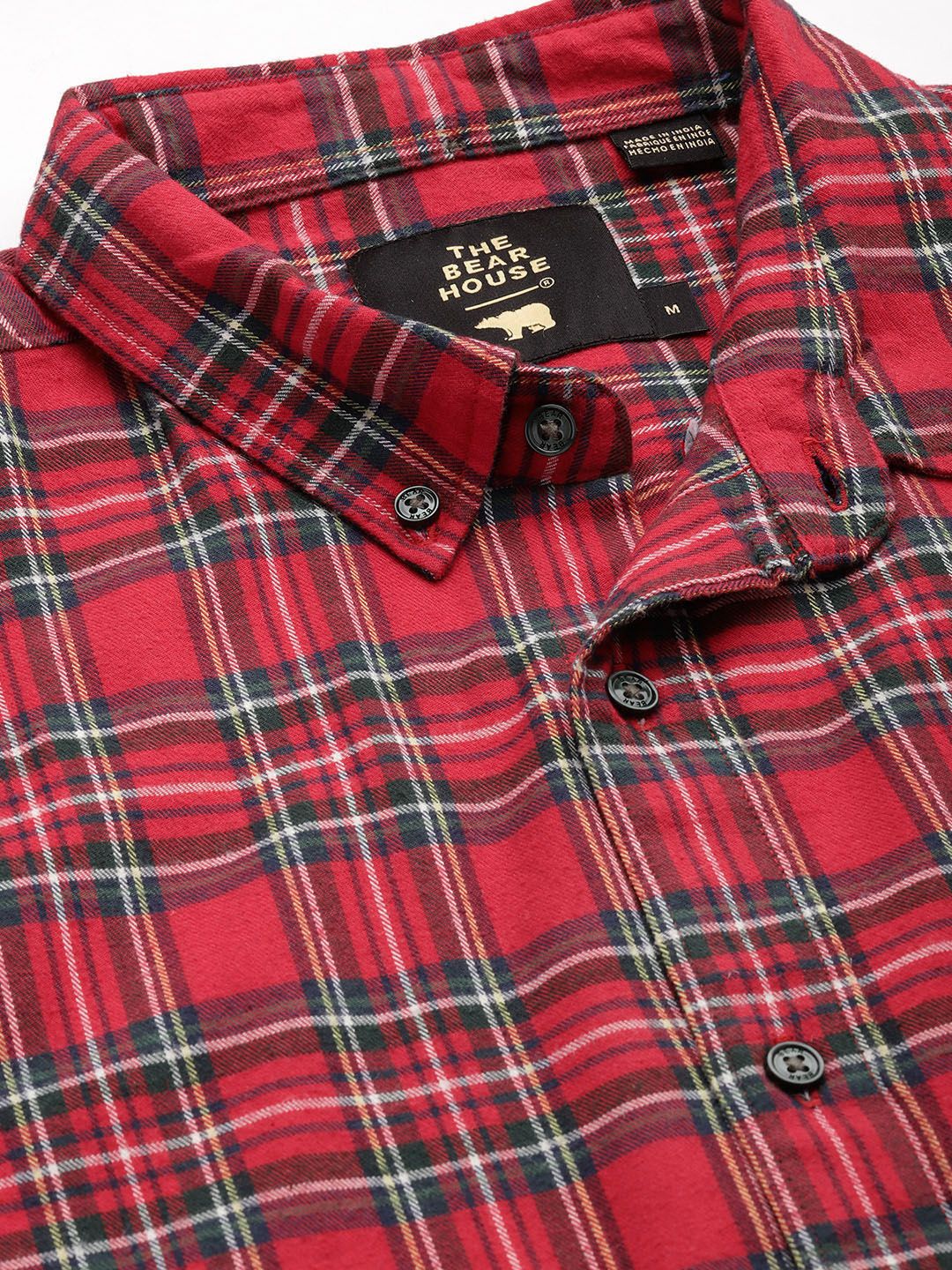 THE BEAR HOUSE Men Slim Fit Tartan Checks Pure Cotton Casual Shirt
