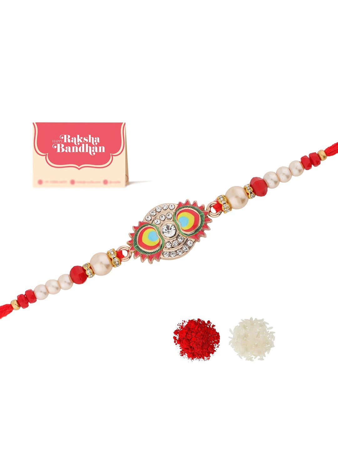 Voylla Sparkling Enameled Designer Thread Rakhi