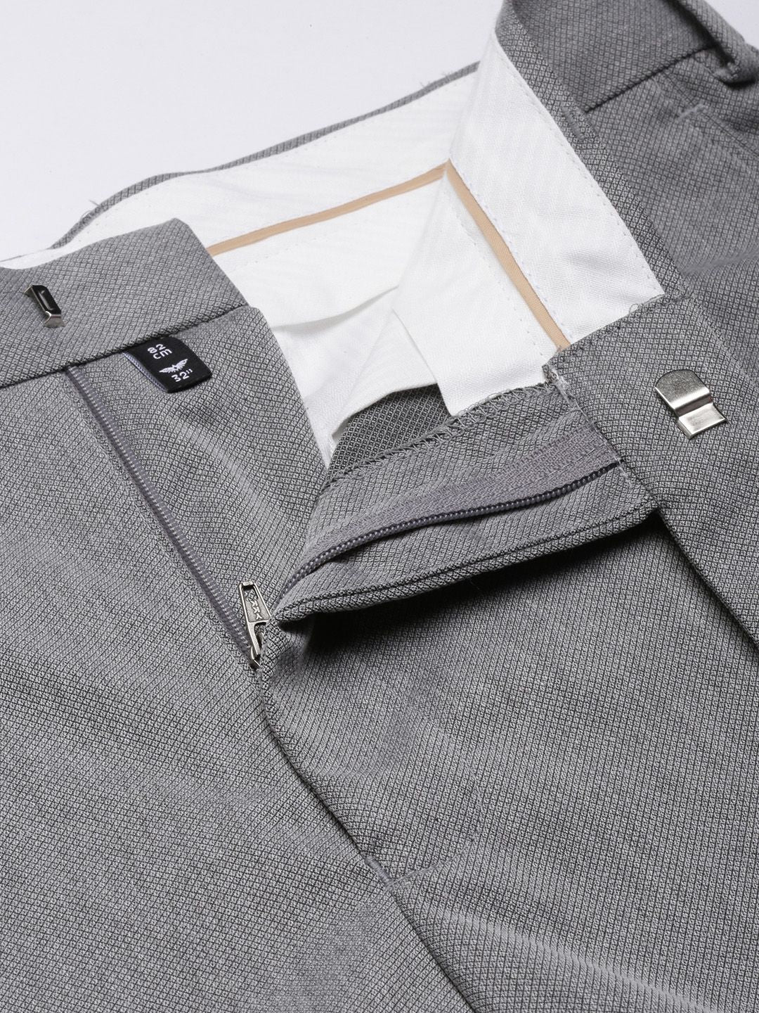 Park Avenue Men Textured Smart Slim Fit Formal Trousers