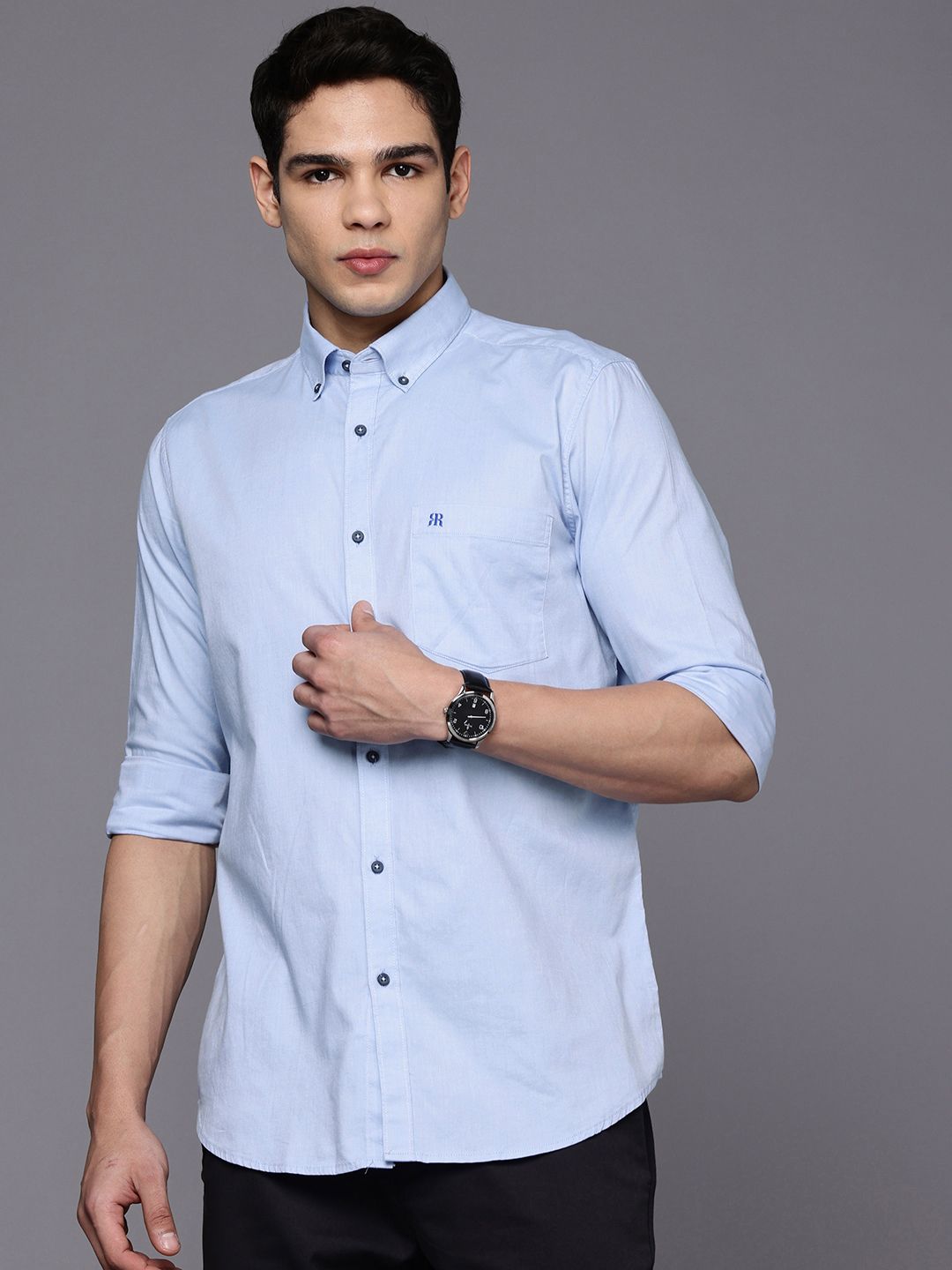 Raymond Button-Down Collar Solid Casual Shirt