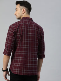 THE BEAR HOUSE Men Maroon & Grey Slim Fit Solid Casual Shirt