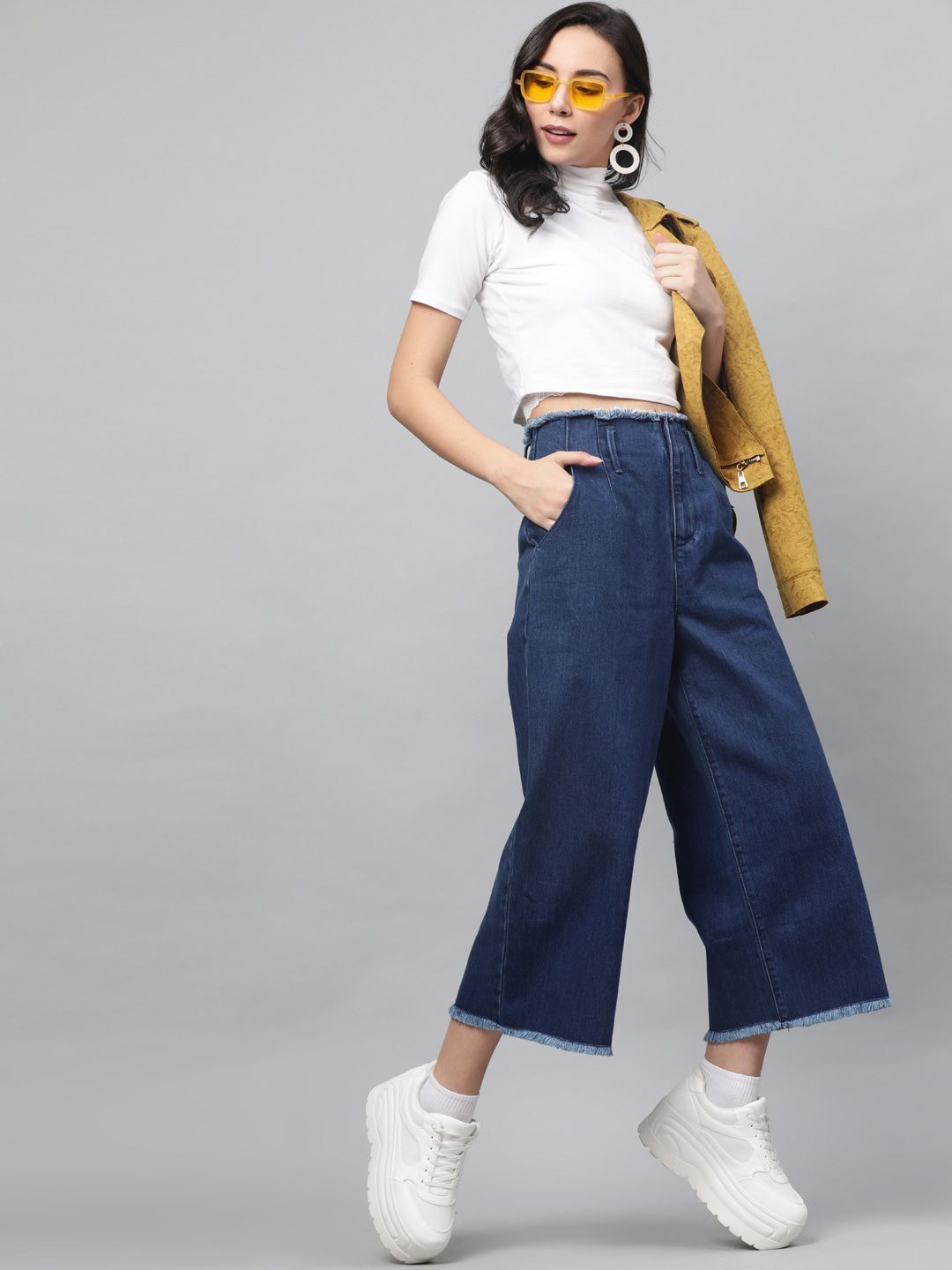 STREET 9 Women Blue Flared Denim Parallel Trousers