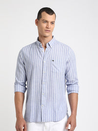 THE BEAR HOUSE Striped Button Down Collar Pure Cotton Casual Shirt