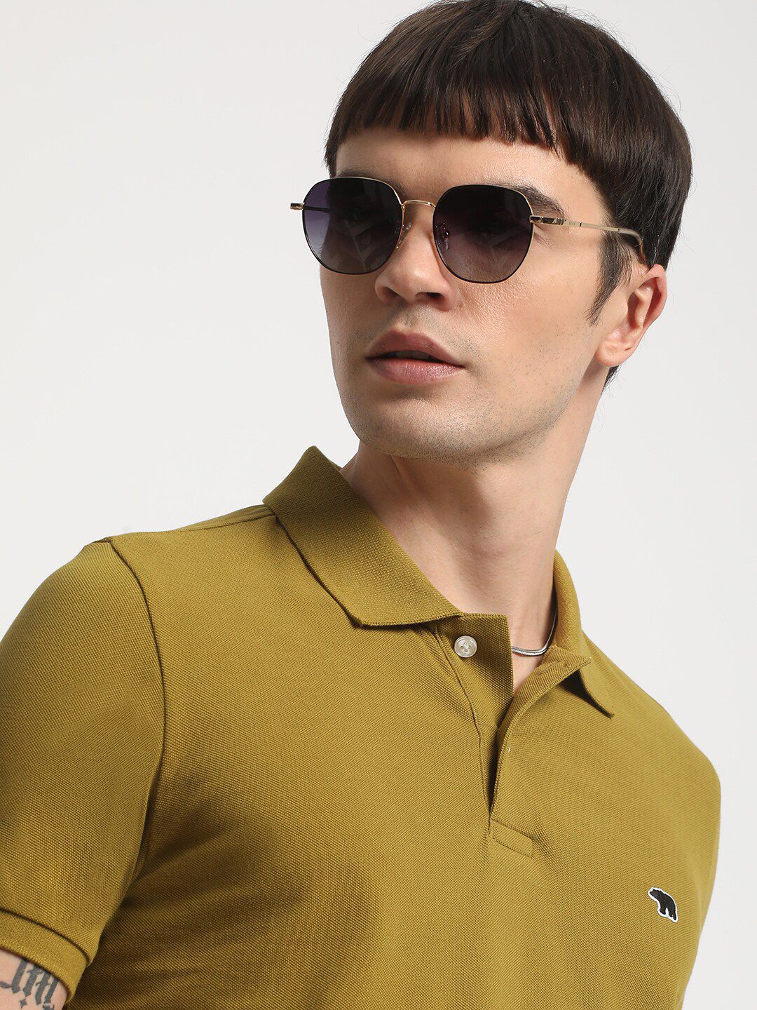 THE BEAR HOUSE Polo Collar Slim Fit Pure Cotton T-shirt