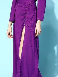 SASSAFRAS Women Charming Purple Solid Ruched Skirt