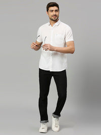 Thomas Scott Cutaway Collar Classic Slim Fit Cotton Linen Casual Shirt