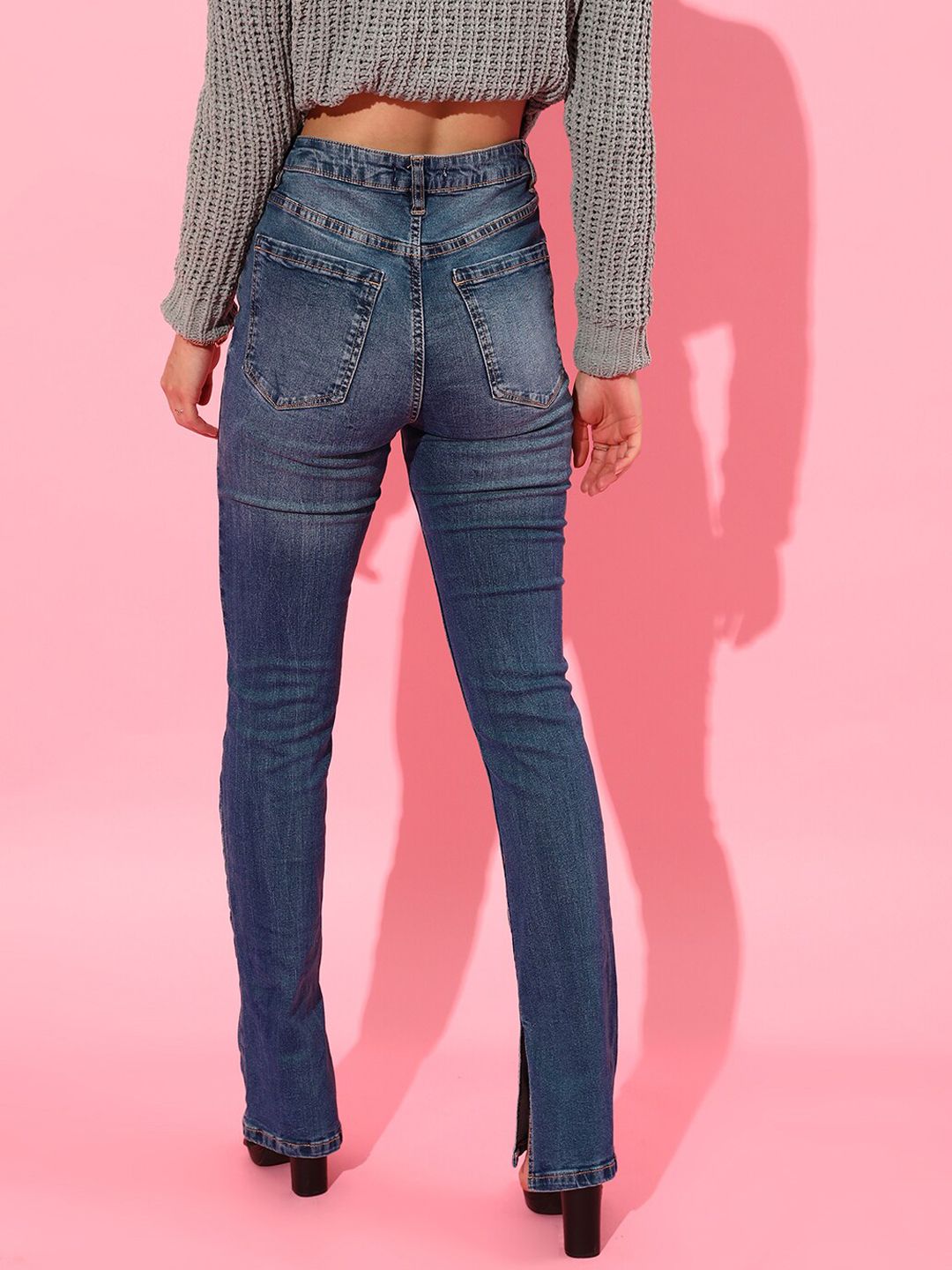 STREET 9 Women Blue Slim Fit High-Rise Heavy Fade Cotton Jeans