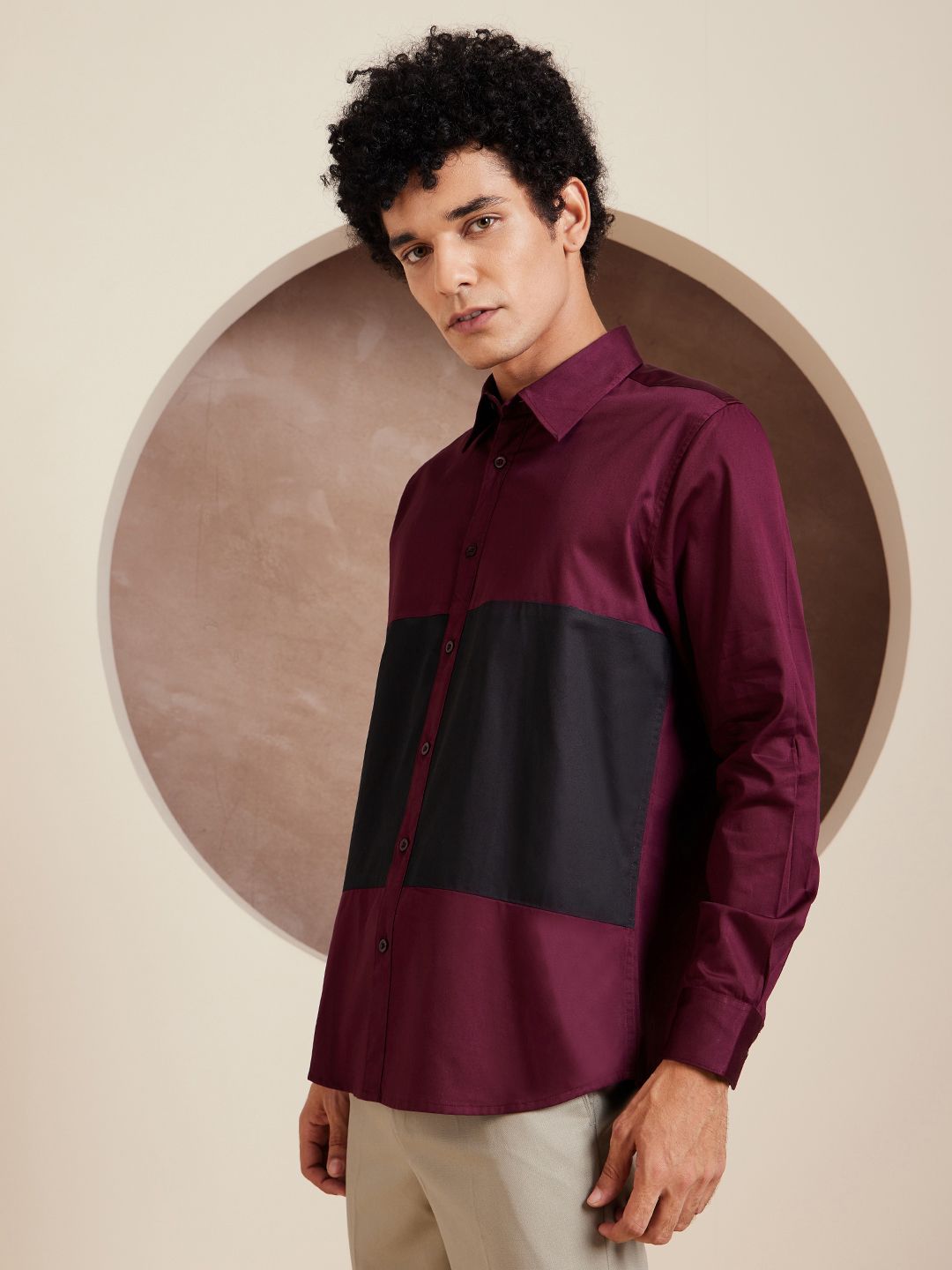 DENNISON Smart Colorblocked Cotton Casual Shirt
