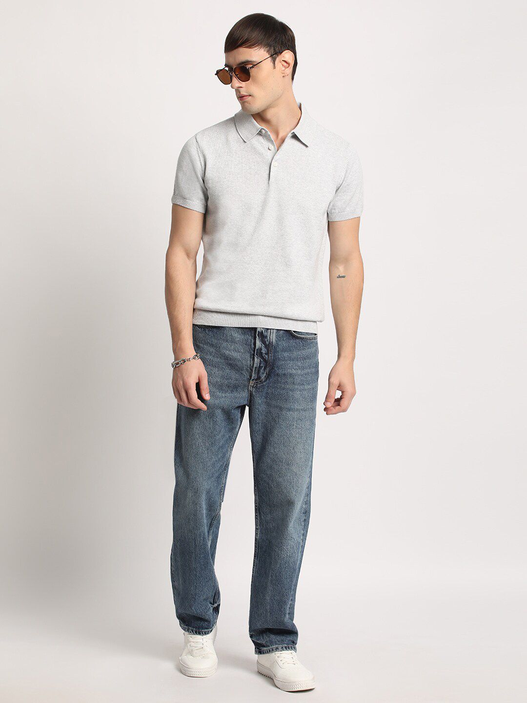 THE BEAR HOUSE Men Solid Regular Fit Cotton Polo Collar T-Shirt
