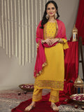 Varanga Women Floral Yoke Design Kurta with Trousers & Dupatta