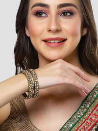 KARATCART Set Of 2 Gold-Plated Kundan-Studded Bangles