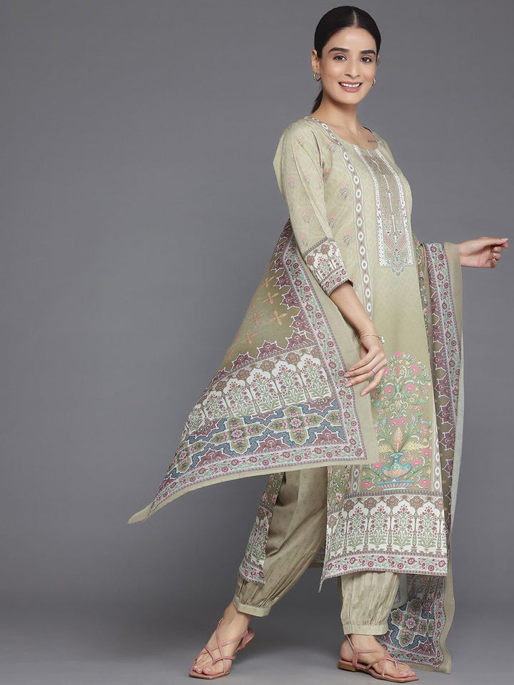 Libas Floral Printed Regular Sequinned Kurta with Salwar & Dupatta