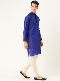 SOJANYA Men Blue Woven Design Straight Kurta