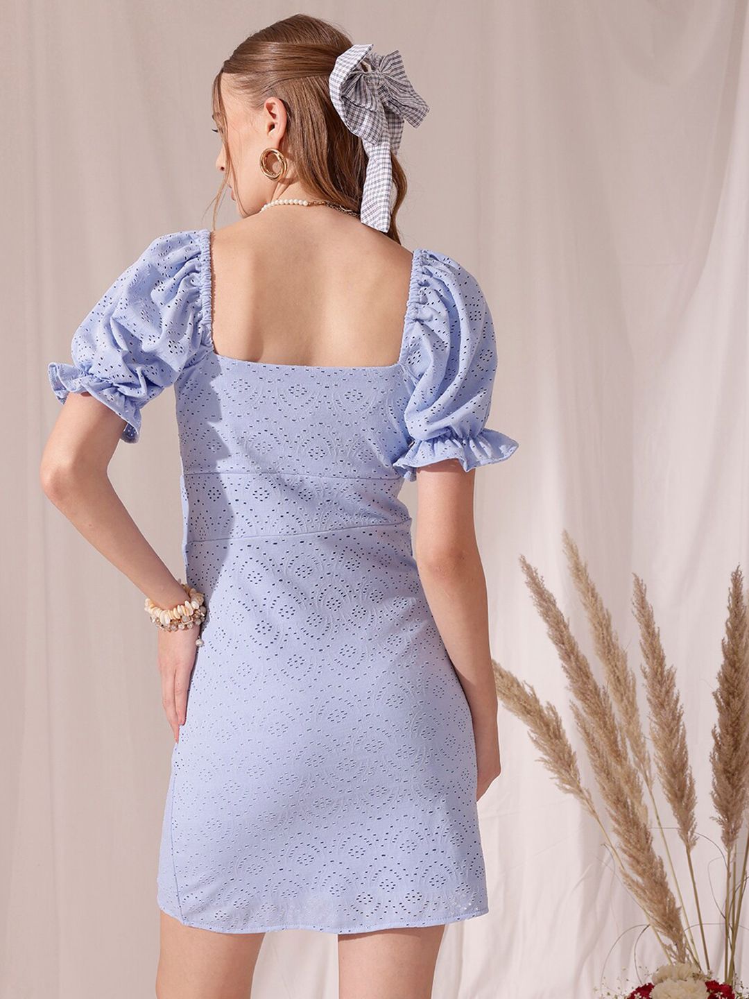 STREET 9 Sweetheart Neck Print Puff Sleeve Sheath Dress