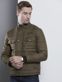 The Indian Garage Co Men Zip-Front Puffer Jacket with Flap-Button Pockets