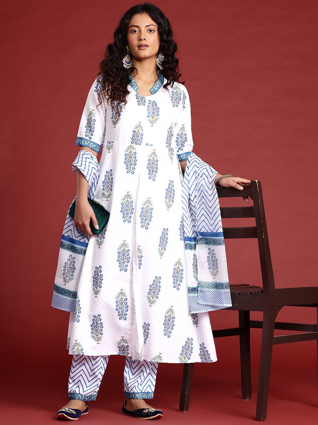 Anouk Women Ethnic Motifs Printed Kurta with Trousers & Dupatta
