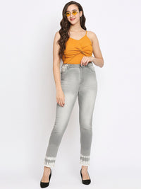 Being Human Women Grey Straight Fit High-Rise Heavy Fade Cotton Jeans