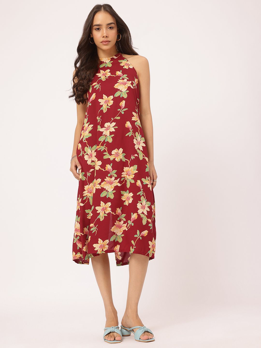DressBerry Halter Haul Floral Haven Cotton Cambric Dress