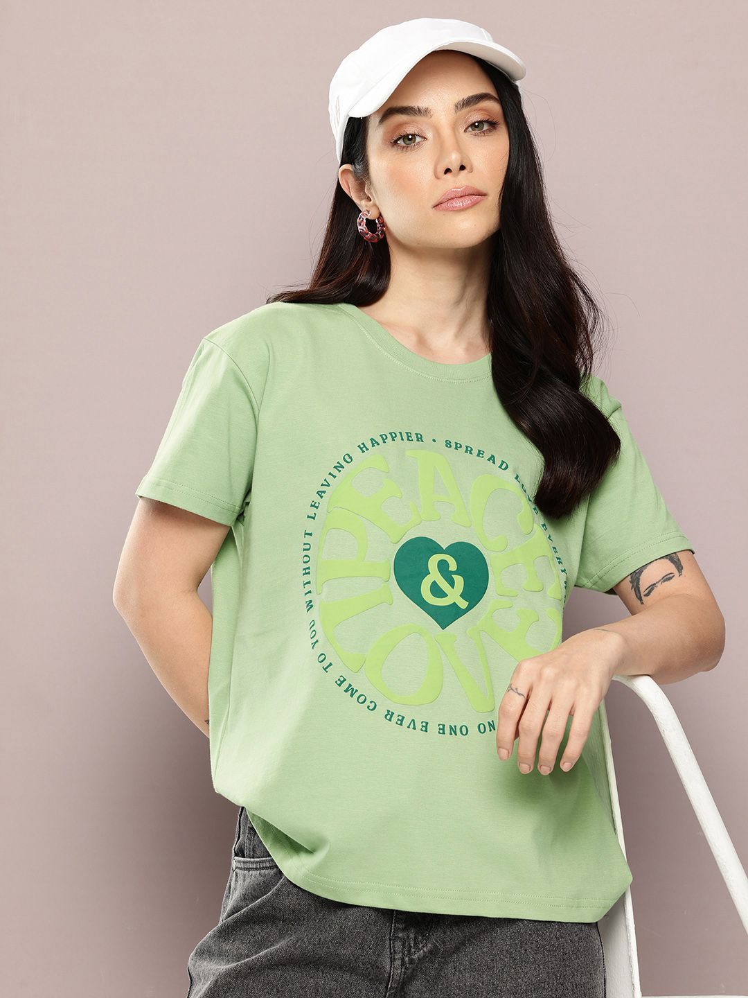 Dillinger Women Short Sleeve Boxy Regular Puff Printed Tshirt