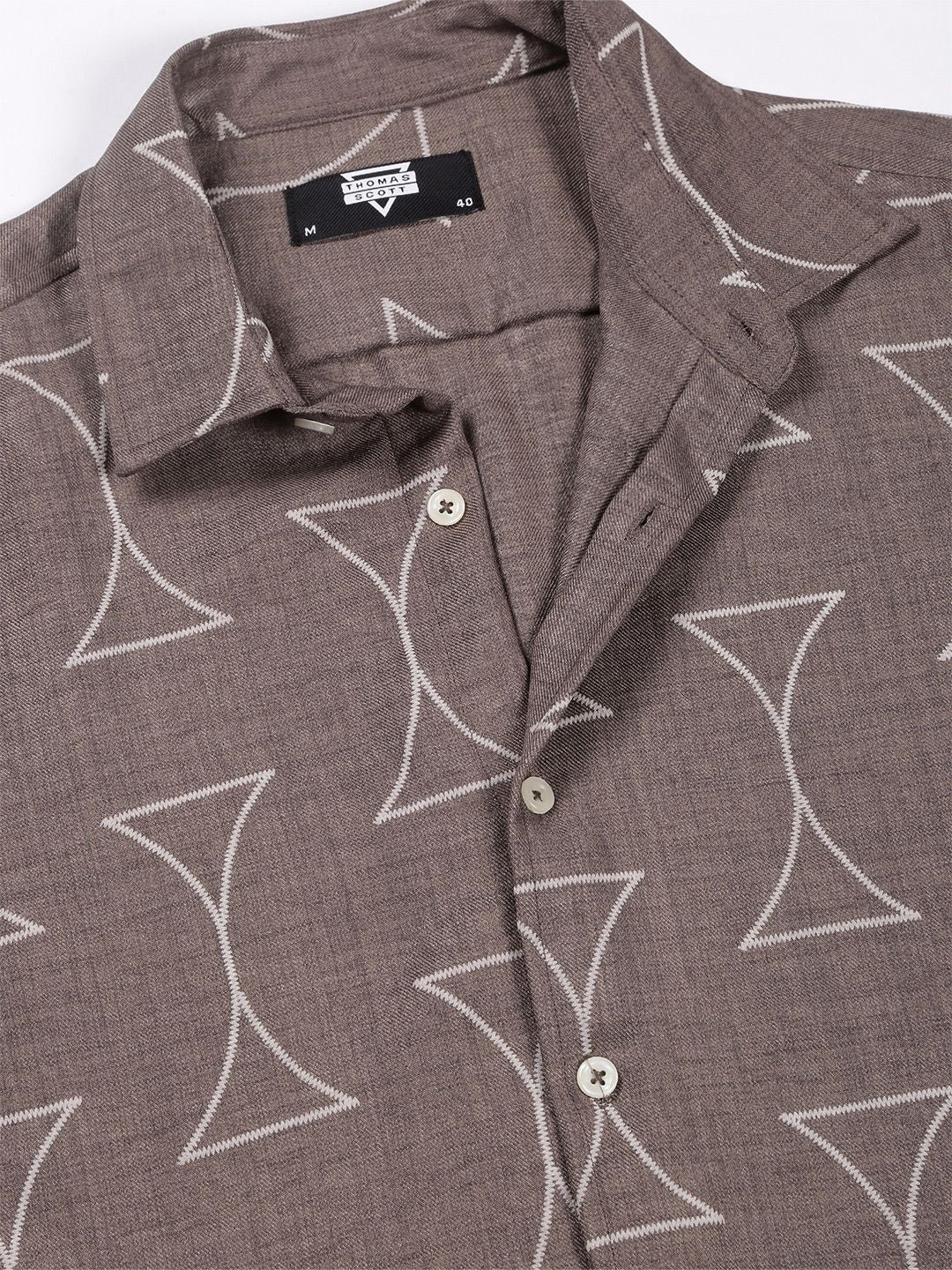 Thomas Scott Men Classic Slim Fit Opaque Printed Casual Shirt
