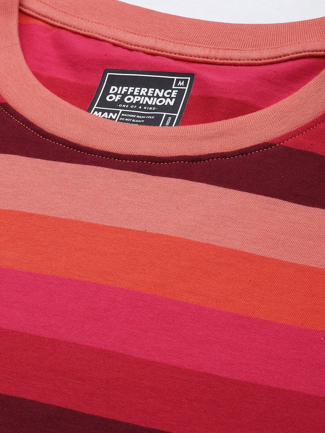 Difference of Opinion Men Striped Pure Cotton T-shirt