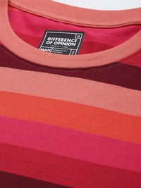 Difference of Opinion Men Striped Pure Cotton T-shirt