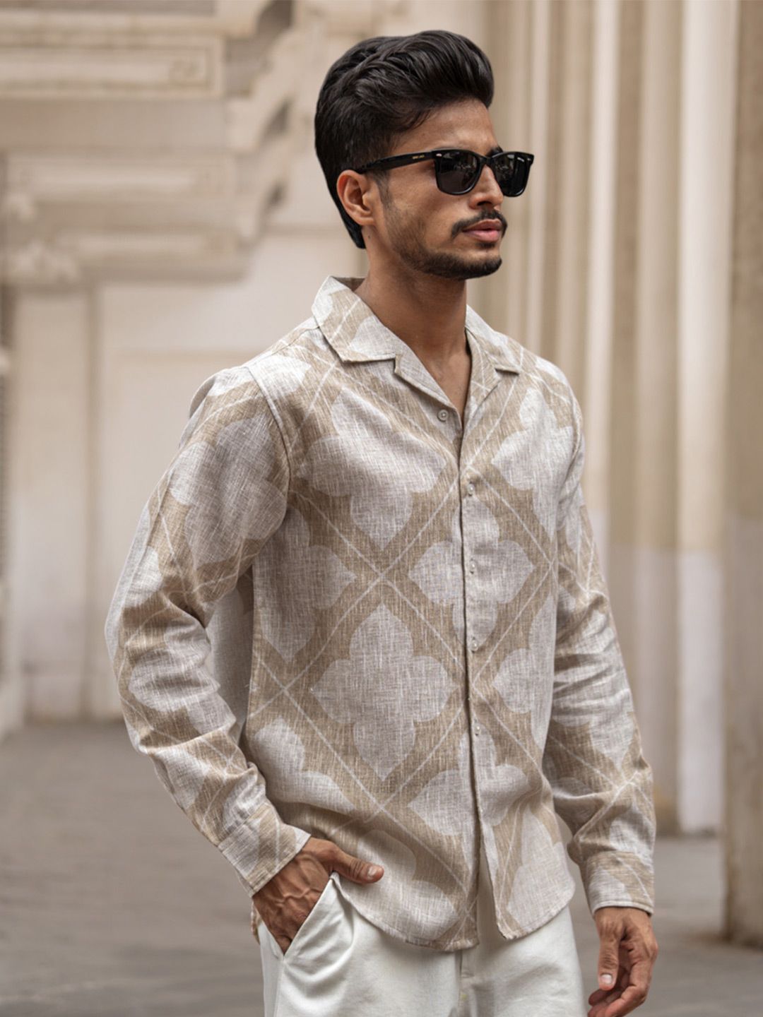 Powerlook Men Cuban Collar Floral Printed Casual Shirt