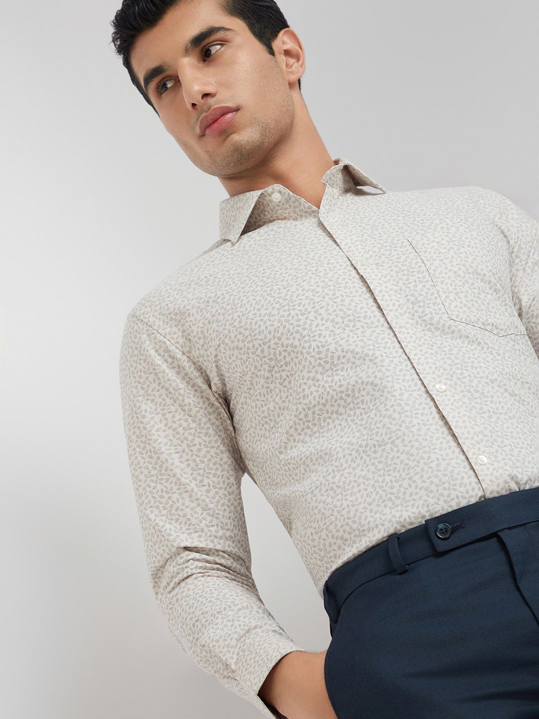 Park Avenue Men Slim Fit Printed Pure Cotton Formal Shirt