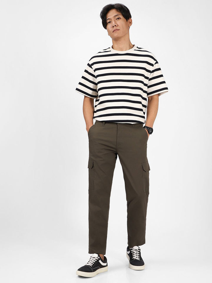 Urbano Fashion Men Mid-Rise Pure Cotton Cargo Trousers