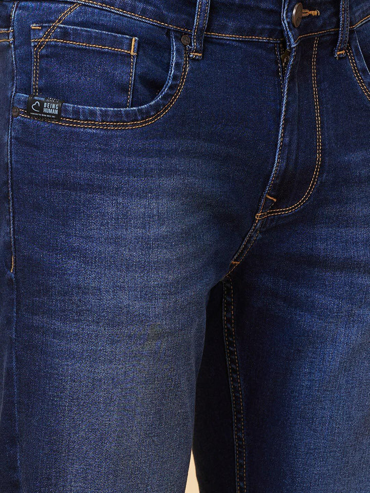Being Human Men Slim Fit Mid Rise Clean Look Light Fade Jeans