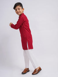 VASTRAMAY Boys Ethnic Motifs Embroidered Regular Sequinned Kurta With Pyjamas