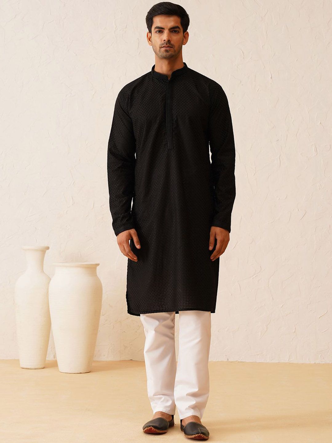 SOJANYA Embroidered Regular Thread Work Pure Cotton Kurta with Churidar