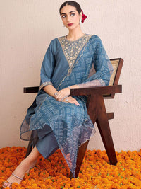 Indo Era Women Bandhani Embroidered Regular Gotta Patti Kurta with Trousers & With Dupatta