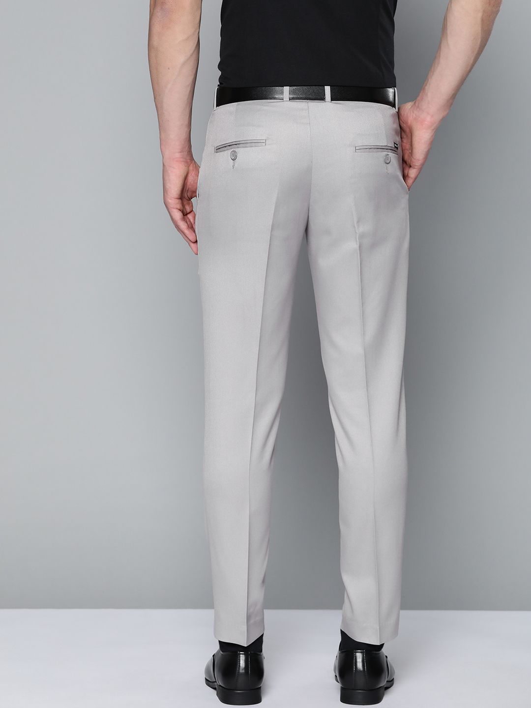 Dennison Men Grey Smart Tapered Fit Easy mencuci seluar berlipat