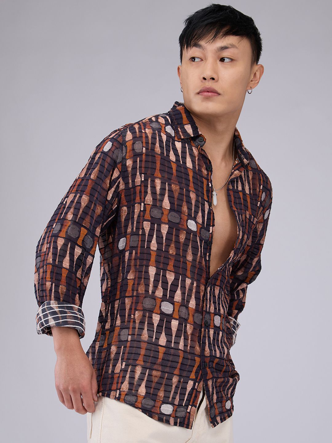 VASTRADO Men Classic Slim Fit Opaque Printed Casual Shirt