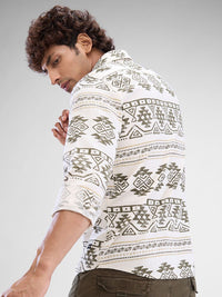 SPYKAR Men Slim Fit Opaque Ethnic Motifs Printed Spread Collar Casual Shirt