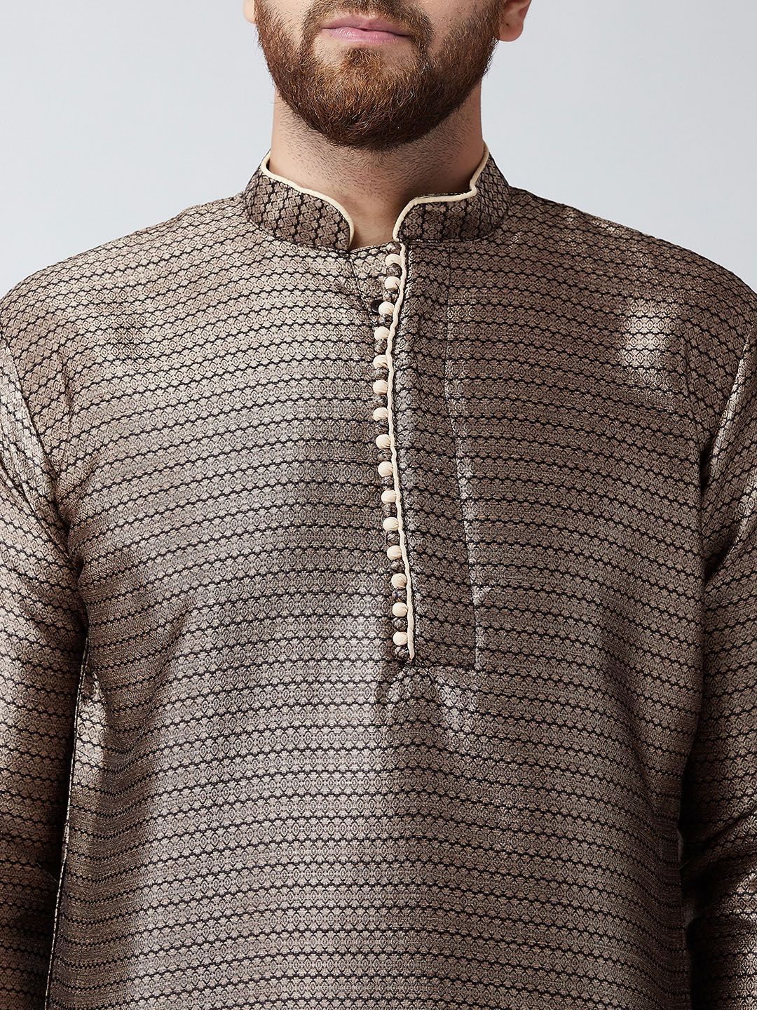 SOJANYA Men Bronze-Toned Woven Design Straight Kurta